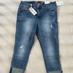 Seven7 High Rise Tower Garden Skinny Jeans 14W Cuffed Leg
